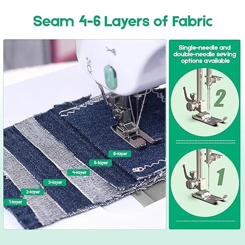 Xamanabu Sewing Machine for Beginners with 12 Built-in Stitches, 6 Included Feet, Portable Sewing Machine with Foot Pedal, High-Low Speeds thumbnail 6