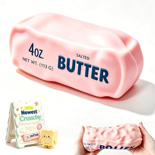 Crunchy Butter Squishy, Slow Rising Squishy Toys ASMR Squishy Crunchy | Crunchy Squishies Shaped Sensory crunchy butter, Pink Anxiety Relief Fidget Toys, Portable Desk Gifts Teens & Adults - Image 1