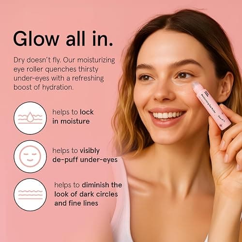 grace & stella Under Eye Brightener with Rose Quartz Rollerball - Hyaluronic Acid & Caffeine Eye Serum for Dark Circles & Puffiness - Valentines Day Gifts, Travel Size Toiletries (15ml / 0.51floz) thumbnail 2