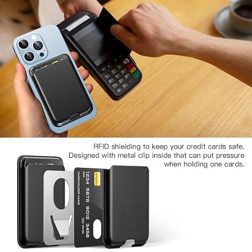 ZoyiNsgu Phone Card Holder, Premium Leather Wallet Stick on, Adhesive Credit Card Holder for Case, Sticky Wallet for Back of Cover, Android Cell Phone, iPhone, Fit 4 Cards, Snow White thumbnail 7