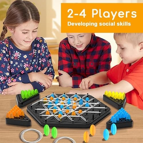 Triangle Chain Strategy Board Game, Geometric Chess Puzzle Games, Chain Triangle Chess Game with Rubber Band for Kids Adults Family Party Night 2 to 4 Players thumbnail 6