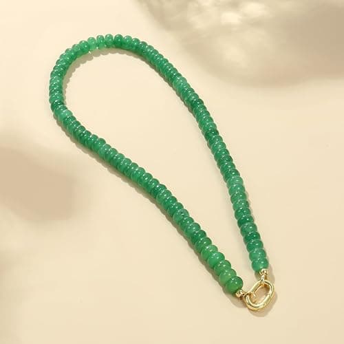 ROISE LADY Beaded Natural Stone Necklaces for Women Choker Gemstone Bead Summer Beach Jewelry Necklace thumbnail 7