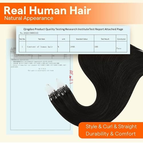 Full Shine Micro Loop Hair Extensions Human Hair 24 Inch 50 Grams Color 1 Jet Black Long Straight Remy Hair Micro Link Hair Extensions Human Hair add Length thumbnail 5