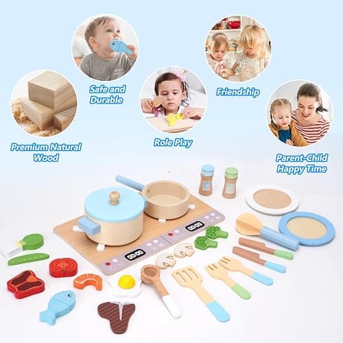 Cucina Giocattolo per Bambini 27 Pezzi, Accessori Cucina Bambini, Pentole e Padelle Giocattolo, Taglio di Cibo e Verdure Chef, Gioco di Ruolo Set per Ragazze e Ragazzi, Giochi Montessori 3 4 5 6 Anni thumbnail 4