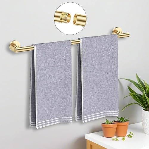 Brushed Gold Bathroom Accessories Set, 7 Pieces Gold Towel Bar Bathroom Hardware Set, 31.5 Inch Towel Racks for Bathroom, SUS304 Stainless Steel Bathroom Towel Holder Toilet Paper Holder Wall Mounted thumbnail 2