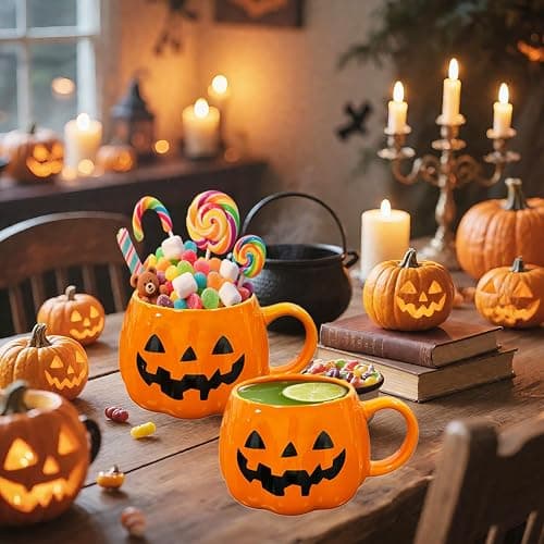 HS&ROXIN Halloween Mug Novelty Pumpkin Mug 3D Cute Ceramic Cup Halloween Coffee Cup Spooky Fall Decor and Christmas Birthdays Perfect Gifts for Kids and Adults Men Women (Orange) thumbnail 6