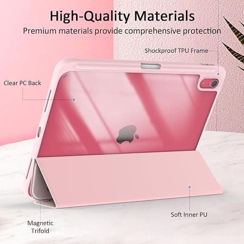 Jarviwiin Case for iPad 11-inch (A16) 2025 / iPad 10th Generation 2022(10.9 inch), Tri-Fold Smart Folio Auto Wake/Sleep with Clear Back/Pencil Holder for iPad 11th/10 Gen (Bow Pink) thumbnail 5