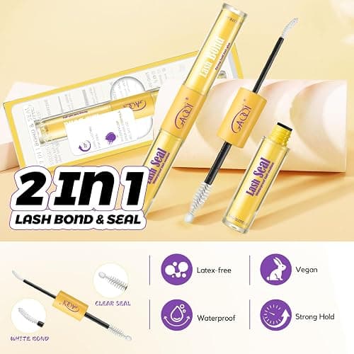 GAQQI Lash Bond and Seal Waterproof, Lash Cluster Glue Strong Hold for 72H+, White Eyelash Glue for DIY Eyelash Extensions, Long-Lasting & Gentle Formula, 10ml thumbnail 2
