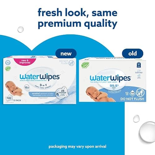 WaterWipes Sensitive+ Newborn & Baby Wipes, 3-In-1 Cleans, Cares, Protects, 99.9% Water, Unscented & Hypoallergenic, 720 Count (12 Packs) thumbnail 3