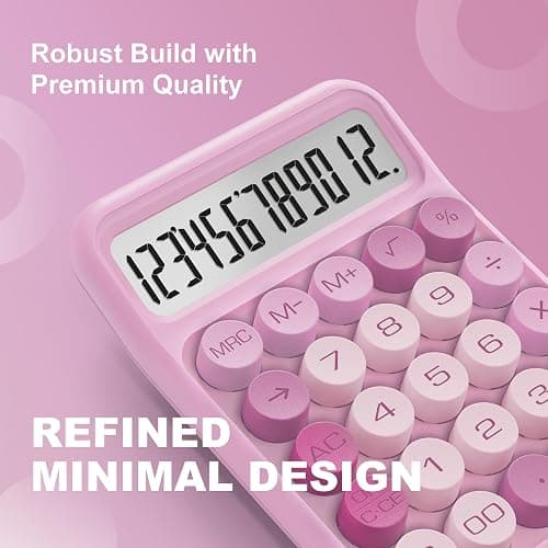 CATIGA Mechanical Switch Calculator, Pink Calculator with 12 Digit Large LCD Display & Big Buttons for Office Desk, Classroom Math, Back to School Supplies, Cute Aesthetic Desk Accessories thumbnail 4