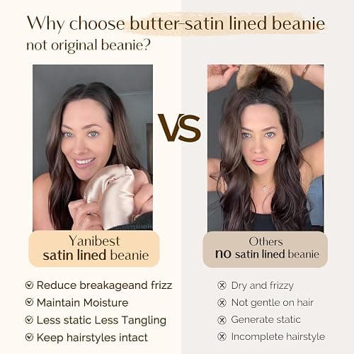 YANIBEST Satin Lined Beanie for Women Reduce Frizz Winter Hats for Women Men Silk Lining Soft Slouchy Warm Cuffed Less Static thumbnail 3