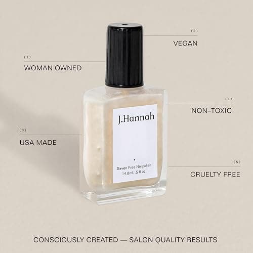 J. Hannah Nail Polish – Vegan, Non-Toxic, Cruelty-Free, Gluten-Free, Long Lasting, USA Made, Transparent, Opulent Oyster Color (Akoya) thumbnail 2