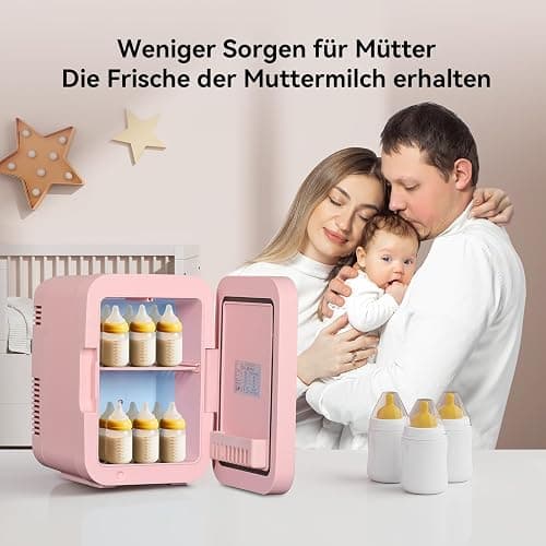 YU YUSING Mini Kühlschrank 4L, Kosmetik Kühlschrank mit LED Spiegel für Skincare & Getränke, AC+12V DC Tragbarer Klein Skincare Fridge mit Kühl & Wärmefunktion für Autos Büro Schlafzimmer, Rosa thumbnail 9