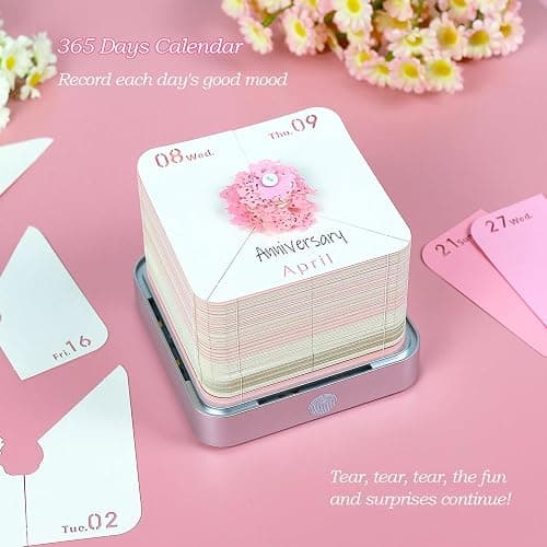 RSLIPIN 3D Memo Pad Time Piece Calendar 2026,3D Calendar Memo Pad DIY Notes Notepad Paper Craft Art Romantic Tree House,2026 3D Desk Calendar With LED Lights,Pink thumbnail 5