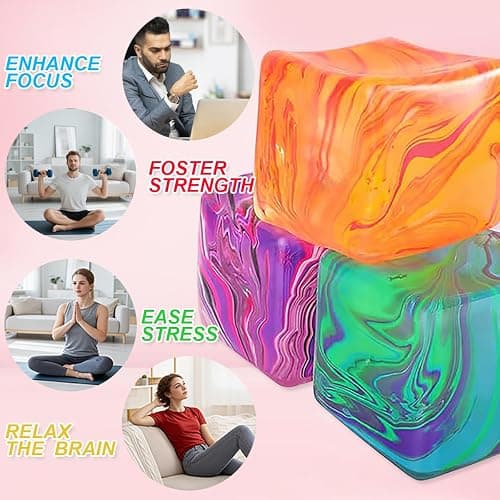 Stress Balls Fidget Toys for Adults Stress Relief, Square Shape Stress Cube Sensory Squeeze Toys, Slow Rising Squeeze Ball for Party Favors Stocking Stuffers (Green) thumbnail 3