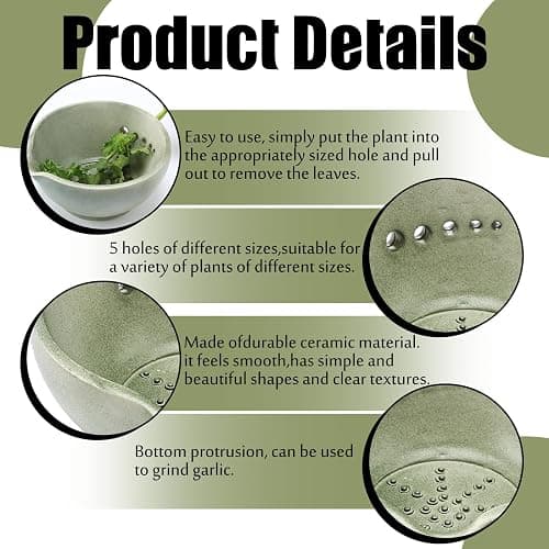 FoldTier Herb Stripper Bowl with Grater - Resin Herb Stripper Tool with 5 Hole Sizes – Efficient Peeling Kitchen Tools Supplies for Salads & Cooking Peeling off the Leafy Assembly thumbnail 4