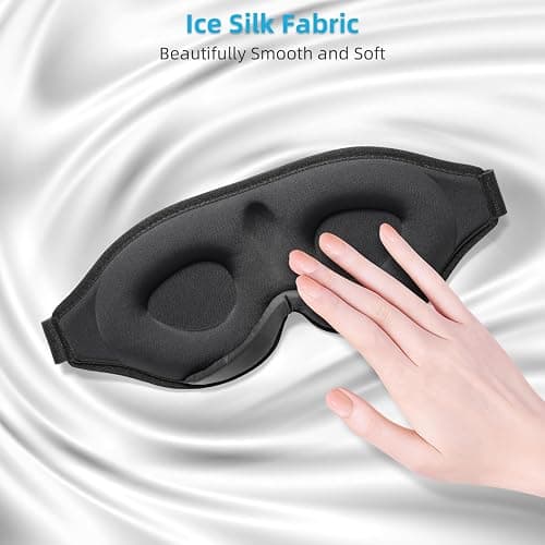 2025 Innovative Sleep Mask for Men and Women, Trilancer 3D 100% Light Blocking Design, Comfortable Eye mask, Blackout Blindfold for Sleeping, Nap, Meditation, Travel, with Earplugs (Black) thumbnail 7