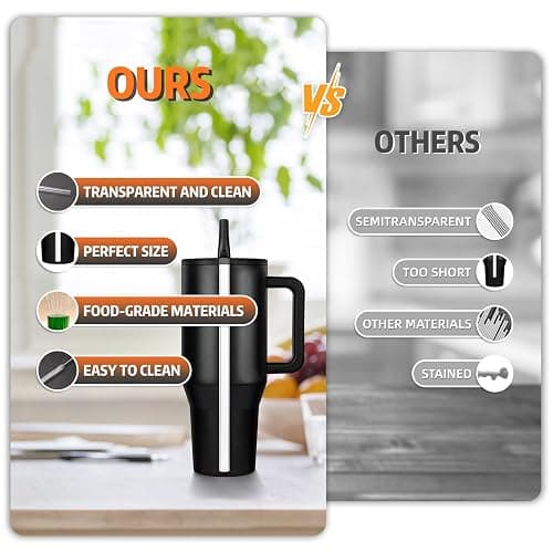 Replacement Straws for Hydrojug traveler 40 oz, Reusable Plastic Straws Compatible with Hydrojug Cup, Clear Transparent Straight Drinking Straws, Set of 5 Reusable Straws with 2 Cleaning Brushes thumbnail 5