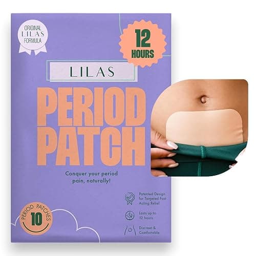 LILAS Period Cramps Pain Relief Patch, 10 Pack | Instant Relief for Menstrual Cramp, PMS, Endometriosis & PCOS | 12-Hour Comfort | Natural & Vegan Topical Patches | Trusted Formula & Upgraded Design - Image 1