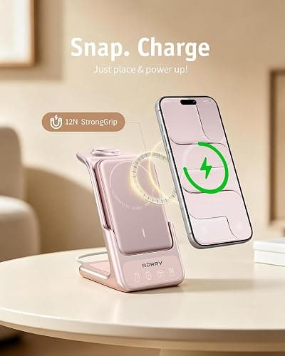 RORRY AuraDock Charging Station for Apple,10000mAh Detachable Power Bank | 3 in 1 for Magsafe Charger, 30W PD Wireless Magnetic Charging Station for iPhone, Apple Watch, AirPods thumbnail 7