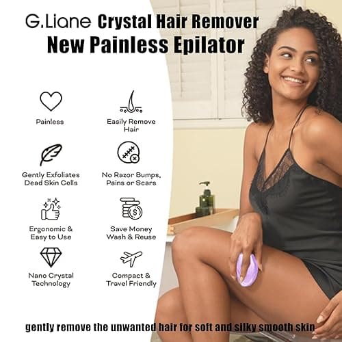 G.Liane Crystal Hair Eraser,Upgraded Painless Crystal Hair Remover,Effective Nano Glass Hair Removal Device and Skin Exfoliation,Body Epilator for Women and Men(Light Pink) - Light Pink thumbnail 3