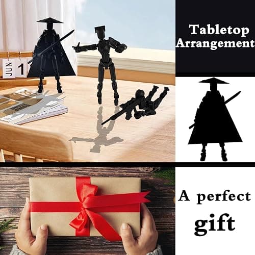 PkghoKids Already Assembled T13 Action Figure Accessories,T13 Multi-Jointed Movable 3D Printed Toys (Black) thumbnail 6