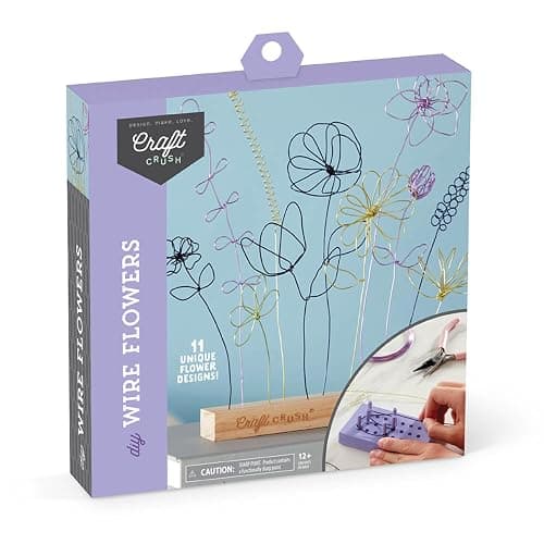 Craft Crush Wire Flowers - Create Unique Craft Wire Flower Designs with Easy to Use Tool and Guide with Display Stand - for Teens and Adults Ages 12, 13, 14, 15 and Up - Image 1