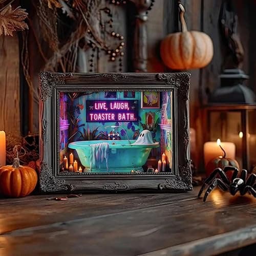 VeGuude Halloween Diamond Art Kits for Adults Home Wall Decor Gift 16x12 in | Round Drill Halloween Bathroom Ghost Diamond Painting for Beginners DIY Rhinestone 5D Diamond dots (Gemstone Craft) thumbnail 6