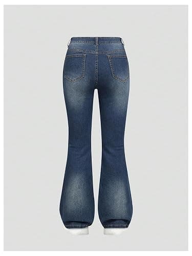 GORGLITTER Girl's Flare Jeans High Waisted Bell Bottom Denim Pants with Pockets thumbnail 2