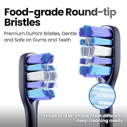 Electric Toothbrush, Marlincare Electric Toothbrush for Adults 180 Days Battery Life Rechargeable with 5 Modes, 48000VPM Motor Smart Timer IPX8, Sonic Toothbrush with 4 Brush Heads &Travel Case, Black thumbnail 7
