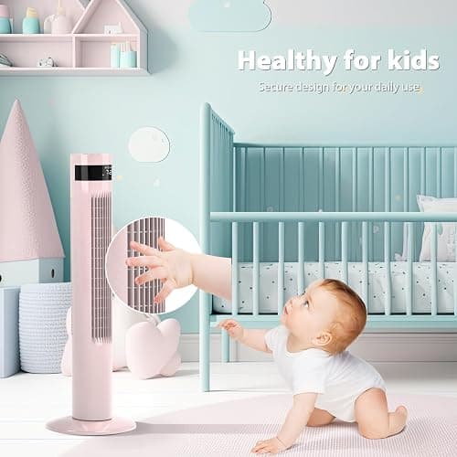 Antarctic Star Tower Fan Portable Electric Oscillating Fan (36 inch, Pink) | Quiet Cooling Remote Control Standing Bladeless Floor Fans 3 Speeds Wind Modes Timer for Bedroom Office thumbnail 5