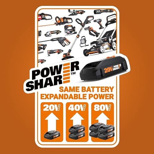 Worx 20V String Trimmer Cordless & Edger 3.0 + Leaf Blower Cordless with Battery and Charger Turbine, Black and Orange thumbnail 7