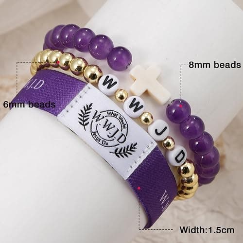BOMAIL 3PCS WWJD Bracelets for Women Men - Faith Cross Bracelets Set What Would Jesus Do Bible Verse Wristband Bracelets Religious Inspirational Jesus Christian Jewelry Gifts thumbnail 7