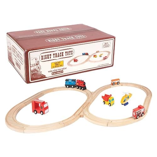 Wooden Train Track 52 Piece Set-18 Feet Of Track Expansion - 5 Distinct Pieces - 100% Compatible with All Major Brands Including Thomas Wooden Railway System: Screen Free Christmas Gift For Toddlers thumbnail 2