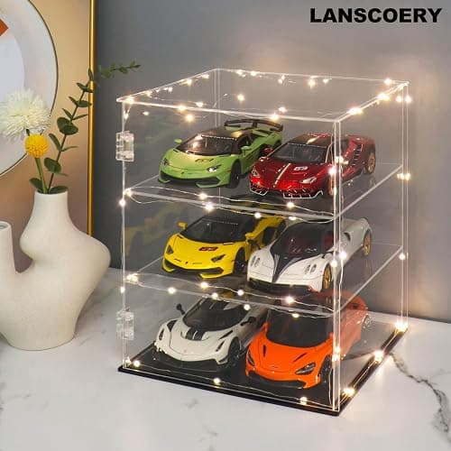 LANSCOERY Clear Acrylic Display Case Assemble Countertop Box Cube Organizer Stand Dustproof Protection Showcase Acrylic Display Stands for Collectibles Open 9.4 * 9.4 * 11.8inch thumbnail 2