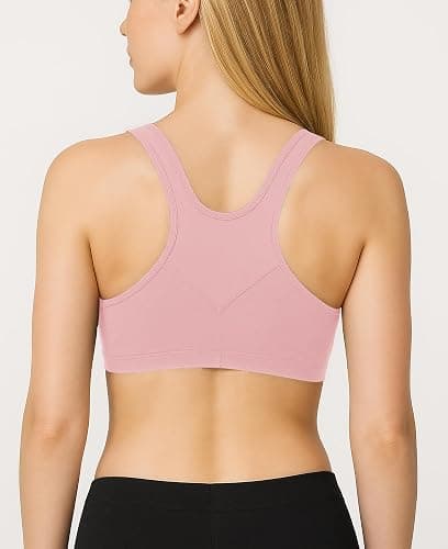 Sexy Basics Women's Cotton Spandex Racer Back Bra | 4 Way Stretch Pullover Workout Sport Bras (Multi-Pack) thumbnail 3