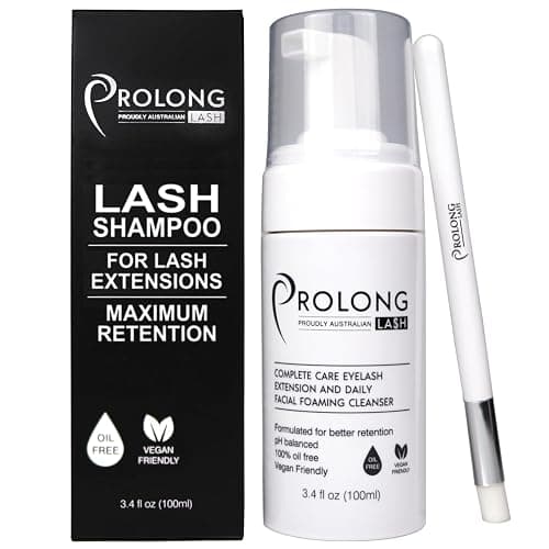 Eyelash Extension Shampoo & Brush - Large 100ml Bottle - Gentle Foaming Cleanser Lash Wash for Extensions and Natural Lashes - Safe Daily Makeup Remover - Paraben & Sulphate Free - Salon & Home Use - Image 1