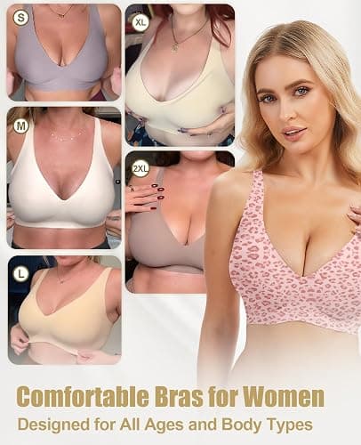 Jelly Wireless Bra Deep V Push Up Seamless T-Shirt Comfortable Plunge No Underwire Bras with Adjustable Straps Everyday Bras thumbnail 5