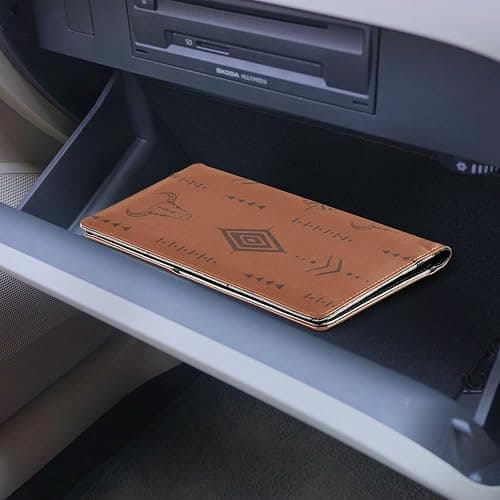 linqin Car Registration and Insurance Card Holder, Western Bull Boho Glove Box Organizer Card Document Wallet thumbnail 7