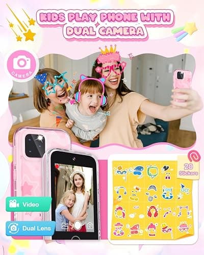 Kids Smart Phone for Girls, 3.5'' Touchscreen Kid Phones Toys for Girls 3 4 5 6 7 8 Years Old, Christmas Birthday Gift for Ages 3-8, Toddler Phone with Dual Camera, Music Player, Game, Habit Tracker thumbnail 3