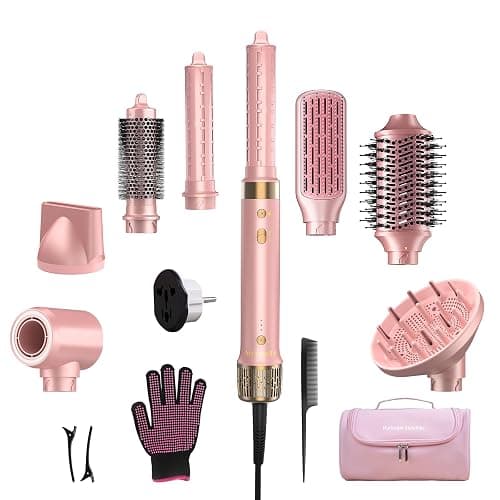 Mythsight Dual Voltage StyleVibe 8-in-1 Air Styler, Hair Dryer & Blow Dryer Brush with Travel Case - Auto Wrap Curls (L/R), Fast Drying, Thermal Brush for Blowouts & Frizz-Free Volume, No Heat Damage - Image 1