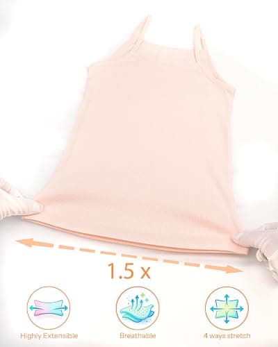 Donella Girls Camisole Undershirts - Toddler Girls Cotton Ribbed Cami 5 Pack thumbnail 4