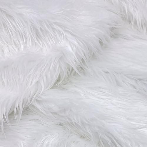 Ice Fabrics Faux Fur Fabric by The Yard - 60 Inches Wide Super Soft and Fluffy Shaggy Mohair Fur Fabric for Costumes, Apparel, Rugs, Pillows, Decorations and More - White - Half Yard thumbnail 6