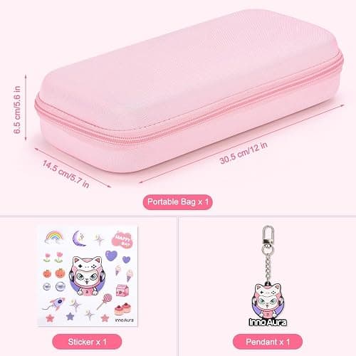 innoAura Switch 2 Carrying Case for NS Switch 2 (2025), with 9 Game Card Slots, Protective Travel Storage Case, Cute Pendant and Sticker, Pink thumbnail 5
