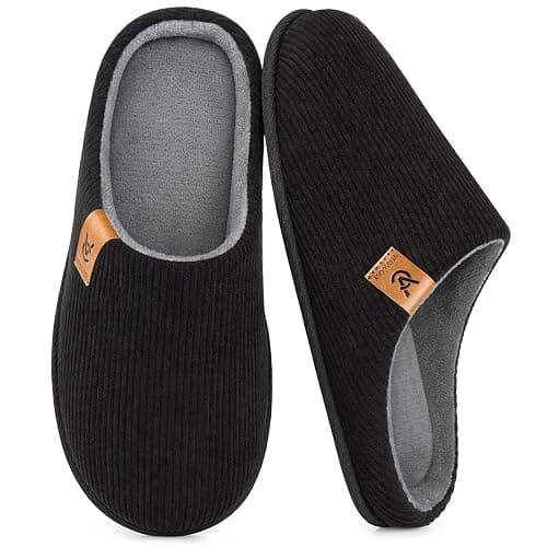 VeraCosy Men's Cozy Slip-on Slippers Corduroy Memory Foam Indoor House Shoes - Image 1