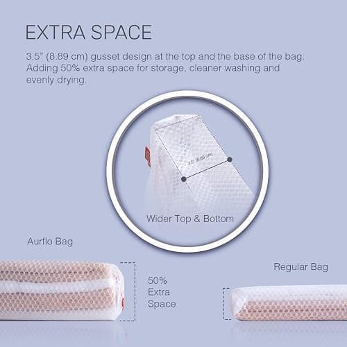 Mesh Laundry Bags for Delicates – 2 XLarge Durable Net with Anti Rust Zipper, Hanging Loop-Garment Safe Wash Bags and Organizer for Washing Machine, Lingerie, Jacket, Bra, Shoes, Sweater, Travel. thumbnail 2