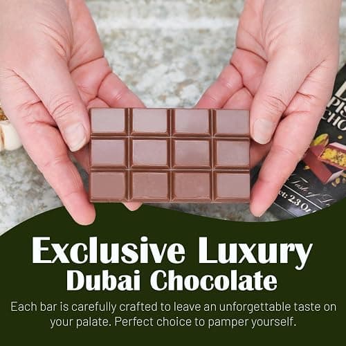 Ceres Gourmet Dubai Chocolate Bar, Pistachio Knafeh Chocolate Snack 2.3oz (65g) with Crispy Kunafa Layers and Smooth Milky Chocolate, Individually Wrapped Premium Gift-Style Treat for Special Moments thumbnail 4
