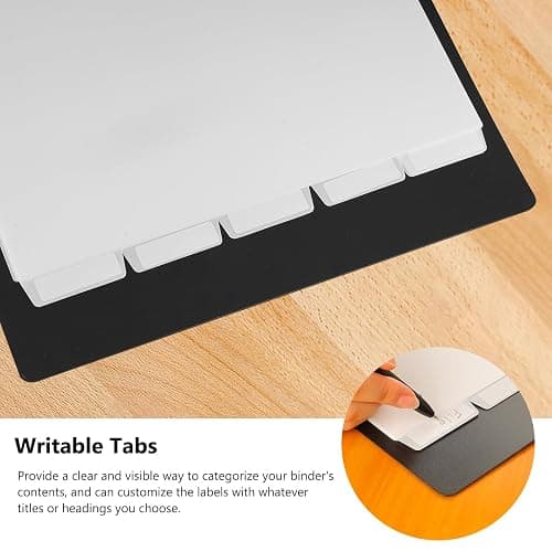 HABGP 10Pcs/2 Set 5 Tab Dividers for 3 Ring Binder, 10 Pcs White 3 Ring Binder Dividers with Tabs, Page Folder Dividers, Plastic File Dividers with Tabs, Three Ring Binder Index Dividers thumbnail 4