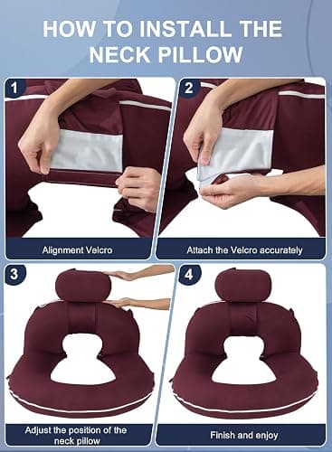 INSEN Reading Pillow, Back Pillow for Sitting in Bed and Couch, Gaming Pillow for Adults, Sit Up Support for Bed (, Upgrade-Cooling Wine, Upgraded) thumbnail 7