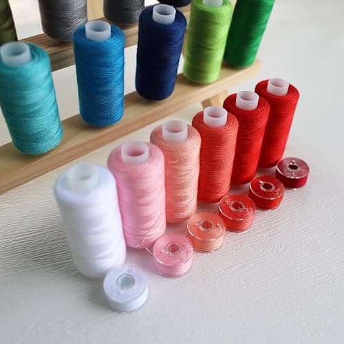 72 PCS Sewing Thread Assortment, 36 Color Thread for Sewing Machine with 36 Same Color Bobbins, Polyester Thread 400 Yards/Spool (72) thumbnail 9